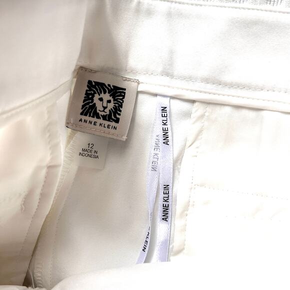 Anne Klein Straight Wide Leg Pants 12 White NWT Trousers Academia Career - Picture 6 of 8